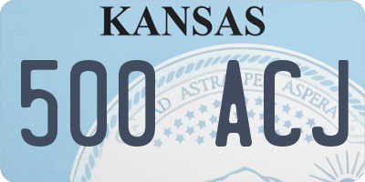 KS license plate 500ACJ