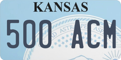 KS license plate 500ACM