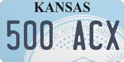 KS license plate 500ACX