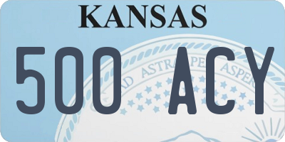 KS license plate 500ACY
