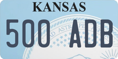 KS license plate 500ADB