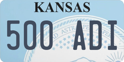 KS license plate 500ADI