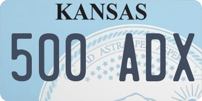 KS license plate 500ADX