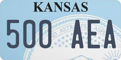 KS license plate 500AEA