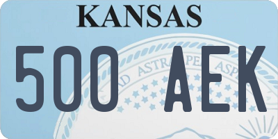 KS license plate 500AEK