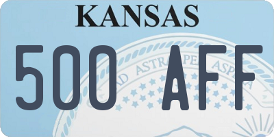 KS license plate 500AFF