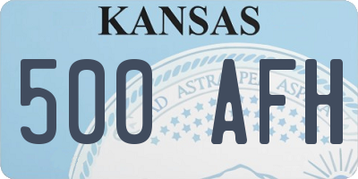 KS license plate 500AFH
