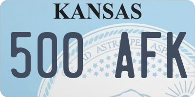 KS license plate 500AFK