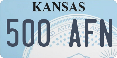 KS license plate 500AFN