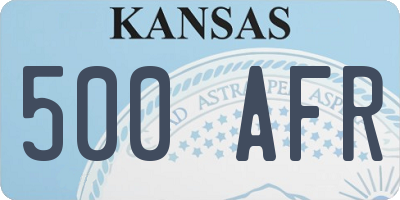 KS license plate 500AFR
