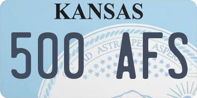 KS license plate 500AFS
