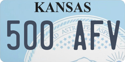 KS license plate 500AFV