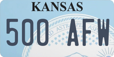 KS license plate 500AFW