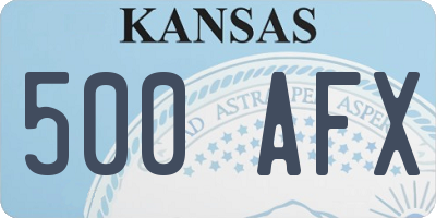 KS license plate 500AFX
