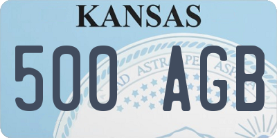 KS license plate 500AGB
