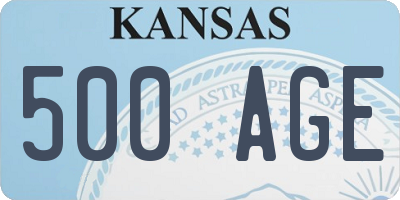 KS license plate 500AGE