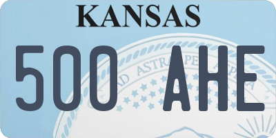 KS license plate 500AHE
