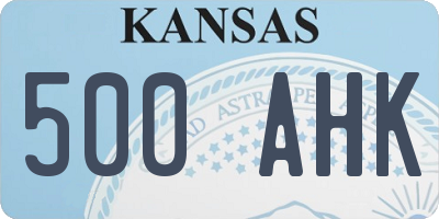 KS license plate 500AHK
