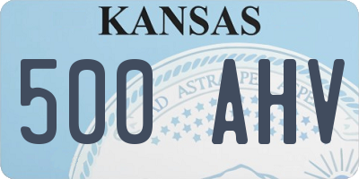 KS license plate 500AHV