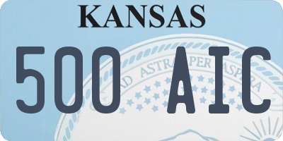 KS license plate 500AIC