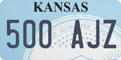 KS license plate 500AJZ