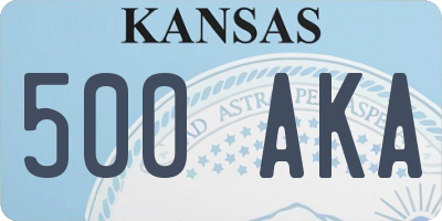 KS license plate 500AKA