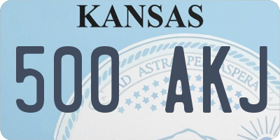 KS license plate 500AKJ