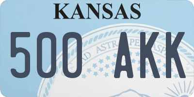 KS license plate 500AKK