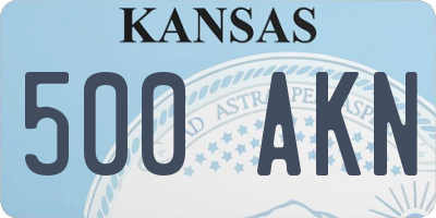 KS license plate 500AKN