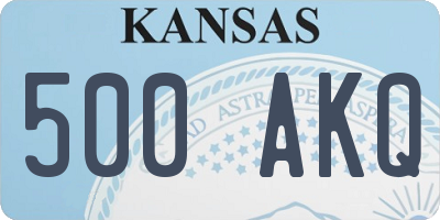 KS license plate 500AKQ