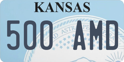 KS license plate 500AMD