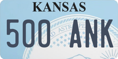 KS license plate 500ANK
