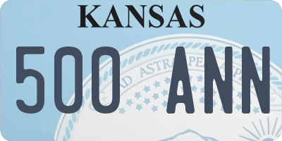 KS license plate 500ANN