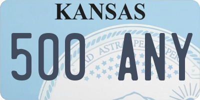 KS license plate 500ANY