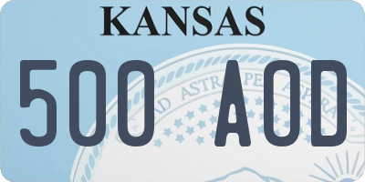 KS license plate 500AOD