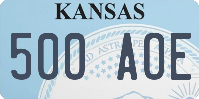 KS license plate 500AOE