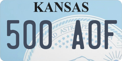 KS license plate 500AOF