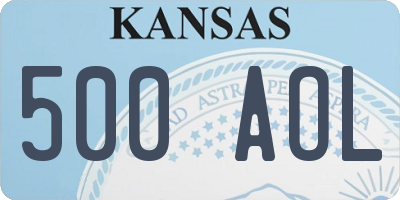 KS license plate 500AOL
