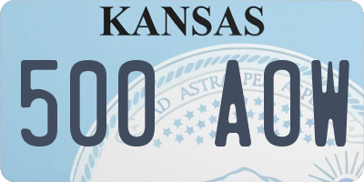KS license plate 500AOW