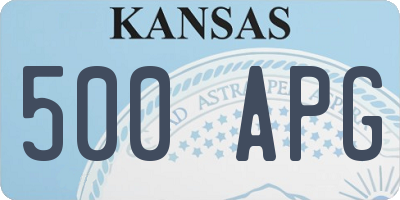 KS license plate 500APG