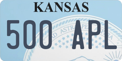 KS license plate 500APL