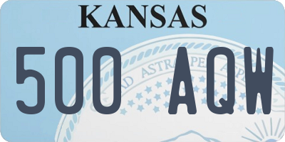 KS license plate 500AQW