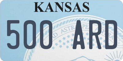 KS license plate 500ARD