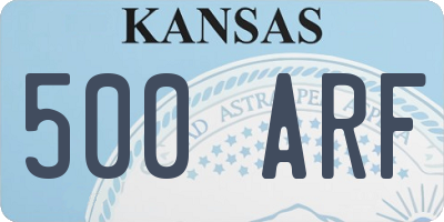 KS license plate 500ARF