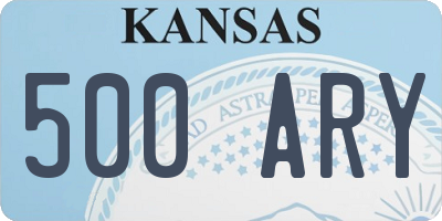 KS license plate 500ARY