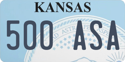KS license plate 500ASA