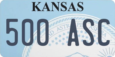 KS license plate 500ASC