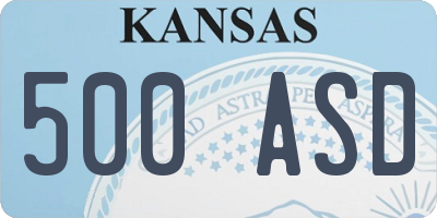 KS license plate 500ASD
