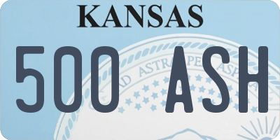 KS license plate 500ASH