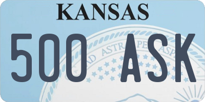 KS license plate 500ASK